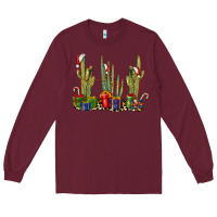 Burgundy Christmas Cactus Long Sleeve Tee - LillyAllenDesigns
