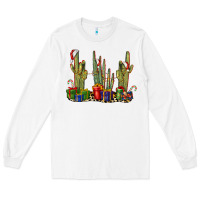 White Christmas Cactus Long Sleeve Tee - LillyAllenDesigns