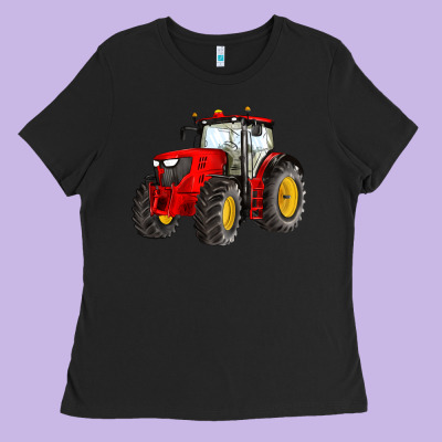 Western Farm Tractor Red Ladies Tee Designed By Artiststas