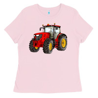 Bubblegum Pink western farm tractor red Ladies Tee - Artiststas