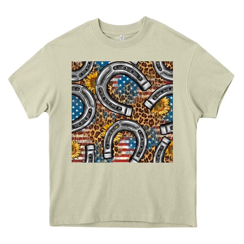 American Flag Horseshoe Deamless Pattern Heavy Core Tee by BundleAndBundleShop | Teevron