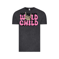 Vintage Black wild child pink skeleton Vintage Tee - MaliasSmallBusiness