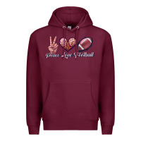 Burgundy peace love football Premium Hoodie - JahusDesignShop