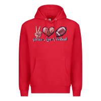 Red peace love football Premium Hoodie - JahusDesignShop