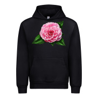 Black Camellia Flower Urban Hoodie - LillyAllenDesigns