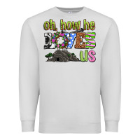 Dove Grey Easter Day Oh he loves us Premium Sweatshirt - OliviaCreatesArt