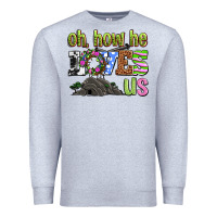 Heather Grey Easter Day Oh he loves us Premium Sweatshirt - OliviaCreatesArt