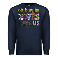 Navy Easter Day Oh he loves us Premium Sweatshirt - OliviaCreatesArt