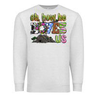 Oatmeal Heather Easter Day Oh he loves us Premium Sweatshirt - OliviaCreatesArt