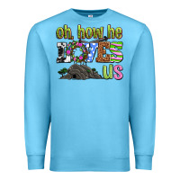 Ocean Blue Easter Day Oh he loves us Premium Sweatshirt - OliviaCreatesArt