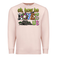 Pale Pink Easter Day Oh he loves us Premium Sweatshirt - OliviaCreatesArt