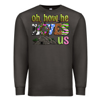 Smoke Easter Day Oh he loves us Premium Sweatshirt - OliviaCreatesArt