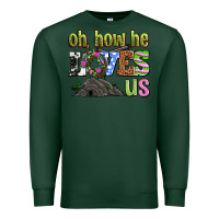 Sports Green Easter Day Oh he loves us Premium Sweatshirt - OliviaCreatesArt