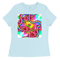 Baby Blue tie dye floral seamless pattern Ladies Tee - BundleAndBundleShop