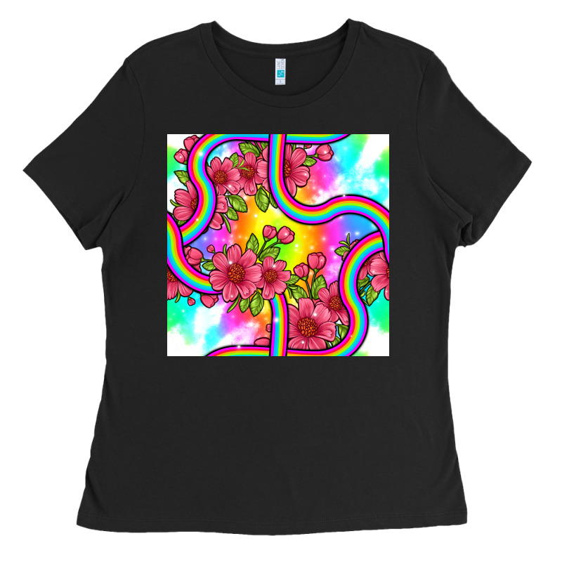 Tie Dye Floral Seamless Pattern Ladies Tee by BundleAndBundleShop | Teevron