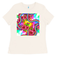 Bone tie dye floral seamless pattern Ladies Tee - BundleAndBundleShop