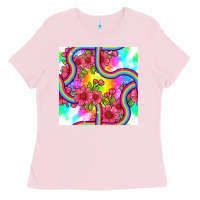 Bubblegum Pink tie dye floral seamless pattern Ladies Tee - BundleAndBundleShop
