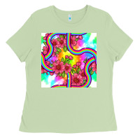Matcha tie dye floral seamless pattern Ladies Tee - BundleAndBundleShop