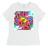 White tie dye floral seamless pattern Ladies Tee - BundleAndBundleShop