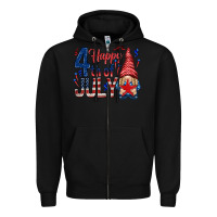 Black Happy 4th Of July with gnome Zipper Hoodie - HowdyJamesFarm