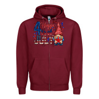 Burgundy Happy 4th Of July with gnome Zipper Hoodie - HowdyJamesFarm