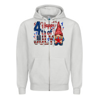 Dove Grey Happy 4th Of July with gnome Zipper Hoodie - HowdyJamesFarm