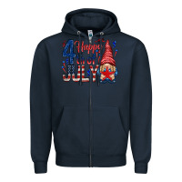 Navy Happy 4th Of July with gnome Zipper Hoodie - HowdyJamesFarm