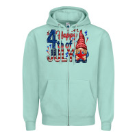 Seafoam Happy 4th Of July with gnome Zipper Hoodie - HowdyJamesFarm