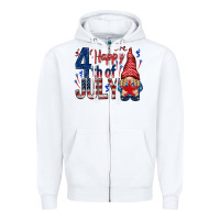 White Happy 4th Of July with gnome Zipper Hoodie - HowdyJamesFarm