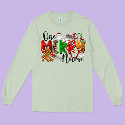 One Merry Nurse Long Sleeve Tee Designed By Lillyallendesigns
