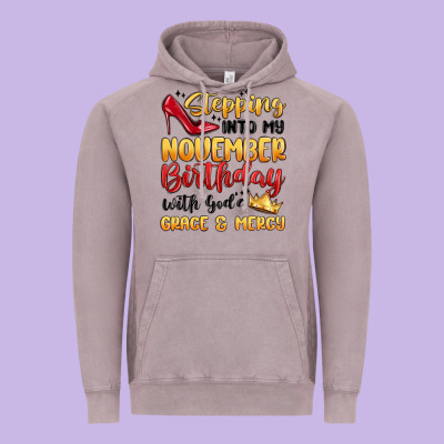 Stepping Into My November Birthday Vintage Hoodie Designed By Maliassmallbusiness