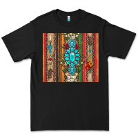 Black gemstone flowers arrow with leopards and serape Premium Tee - Artiststas