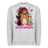 Heather Grey cat mom  life gnome Heavyweight Sweatshirt - BarkalooDesign