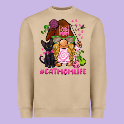 Cat Mom  Life Gnome Heavyweight Sweatshirt Designed By Barkaloodesign