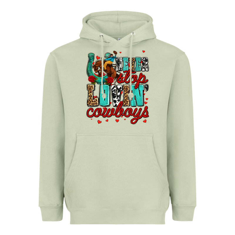 Never Stop Lovin Cowboys Olivia Heavyweight Hoodie by OliviaCreatesArt | Teevron