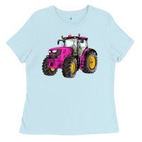 Baby Blue western farm tractor pink Ladies Tee - Artiststas