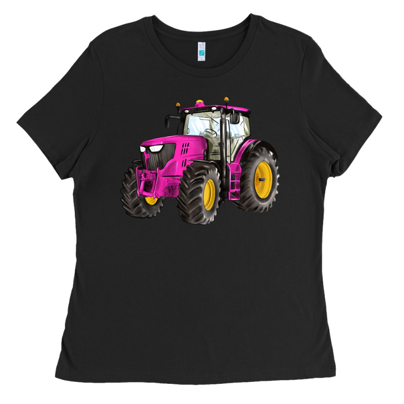 Western Farm Tractor Pink Ladies Tee by Artiststas | Teevron