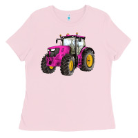 Bubblegum Pink western farm tractor pink Ladies Tee - Artiststas