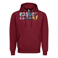 Burgundy Easter vibes Easter Day Zipper Hoodie - HowdyJamesFarm