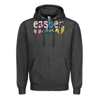Charcoal Heather Easter vibes Easter Day Zipper Hoodie - HowdyJamesFarm
