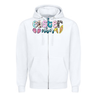 White Easter vibes Easter Day Zipper Hoodie - HowdyJamesFarm