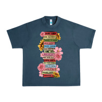 Midnight Navy floral books Urban Heavy Tee - MaliasSmallBusiness