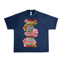 Navy floral books Urban Heavy Tee - MaliasSmallBusiness