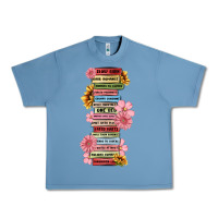 Pebble Blue floral books Urban Heavy Tee - MaliasSmallBusiness