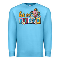 Ocean Blue Easter Day He is risen Premium Sweatshirt - OliviaCreatesArt