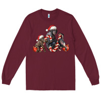 Burgundy christmas chimpanzee and gorilla Long Sleeve Tee - LillyAllenDesigns