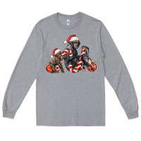 Heather Grey christmas chimpanzee and gorilla Long Sleeve Tee - LillyAllenDesigns