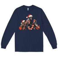 Navy christmas chimpanzee and gorilla Long Sleeve Tee - LillyAllenDesigns
