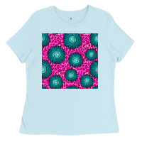 Baby Blue floral pink leopard seamless pattern Ladies Tee - BundleAndBundleShop