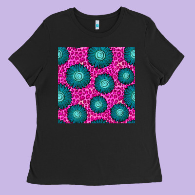 Floral Pink Leopard Seamless Pattern Ladies Tee Designed By Bundleandbundleshop